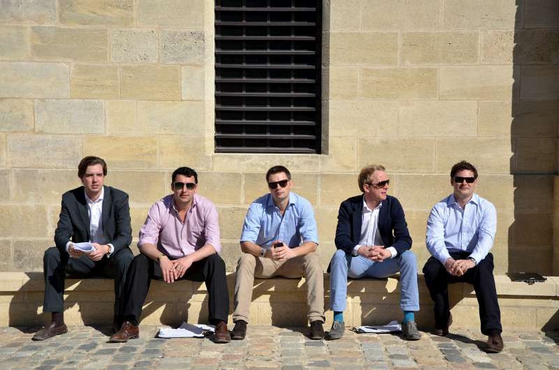 The Farr sales team take a break in the sun. From left to right: Nick, Ed, Alastair, Henry and Harry
