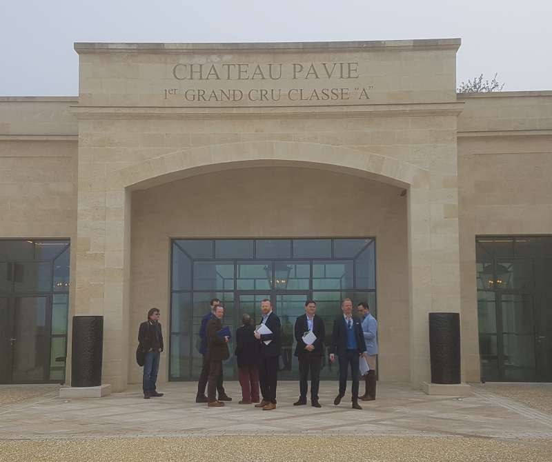Waiting for the doors at Château Pavie to open at 9am.