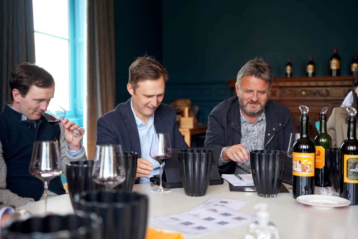 Stephen Browett, Thomas Parker MW and Paddy Evans-Bevan tasting Château Ducru-Beaucaillou 2021
