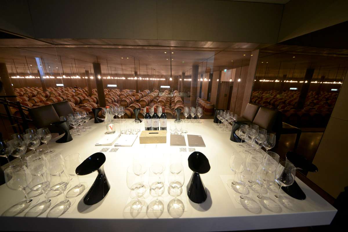 Tasting room and barrel cellar at Château Latour