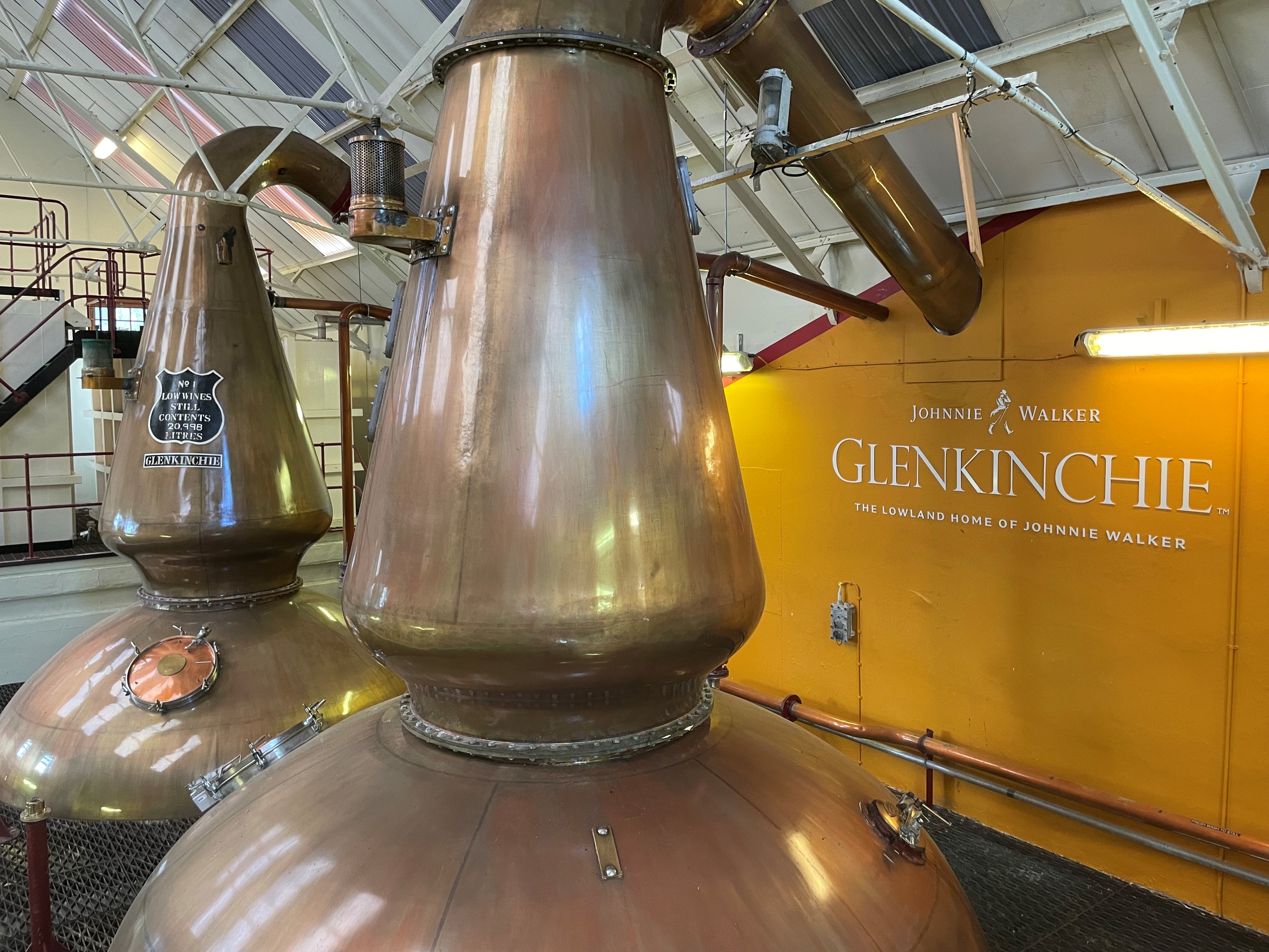 The two imposing stills at Glenkinchie, amongst the largest in Scotland.
